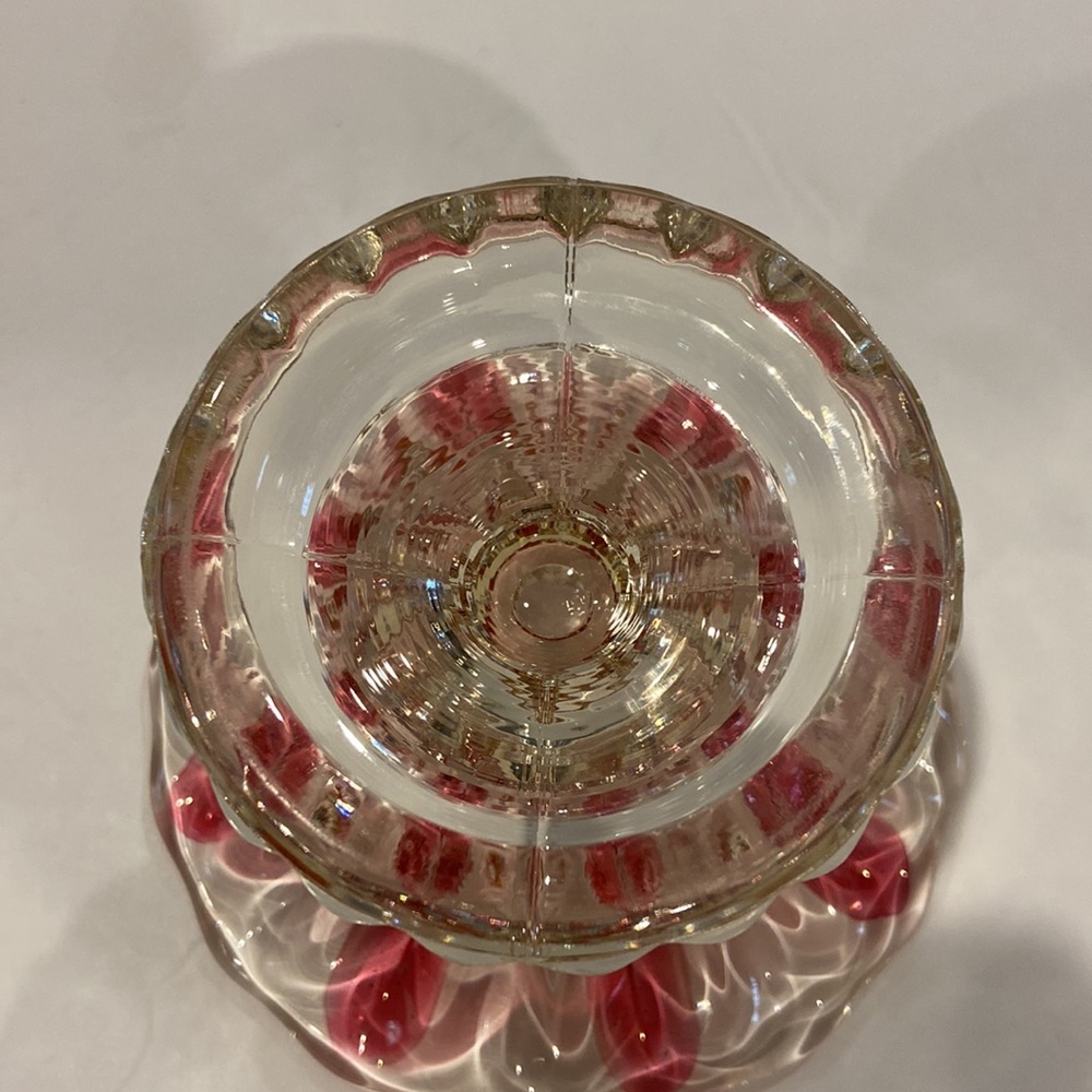 Vintage Indiana Glass Ruby Lotus Blossom Candle Holder - Picture 4 of 4